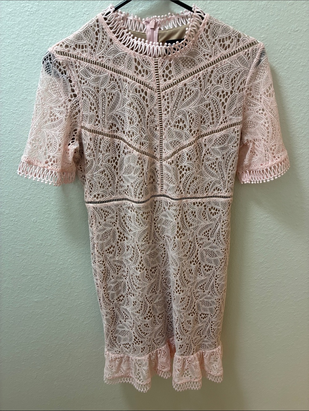 Bardot Blush Pink Lace Shift Dress